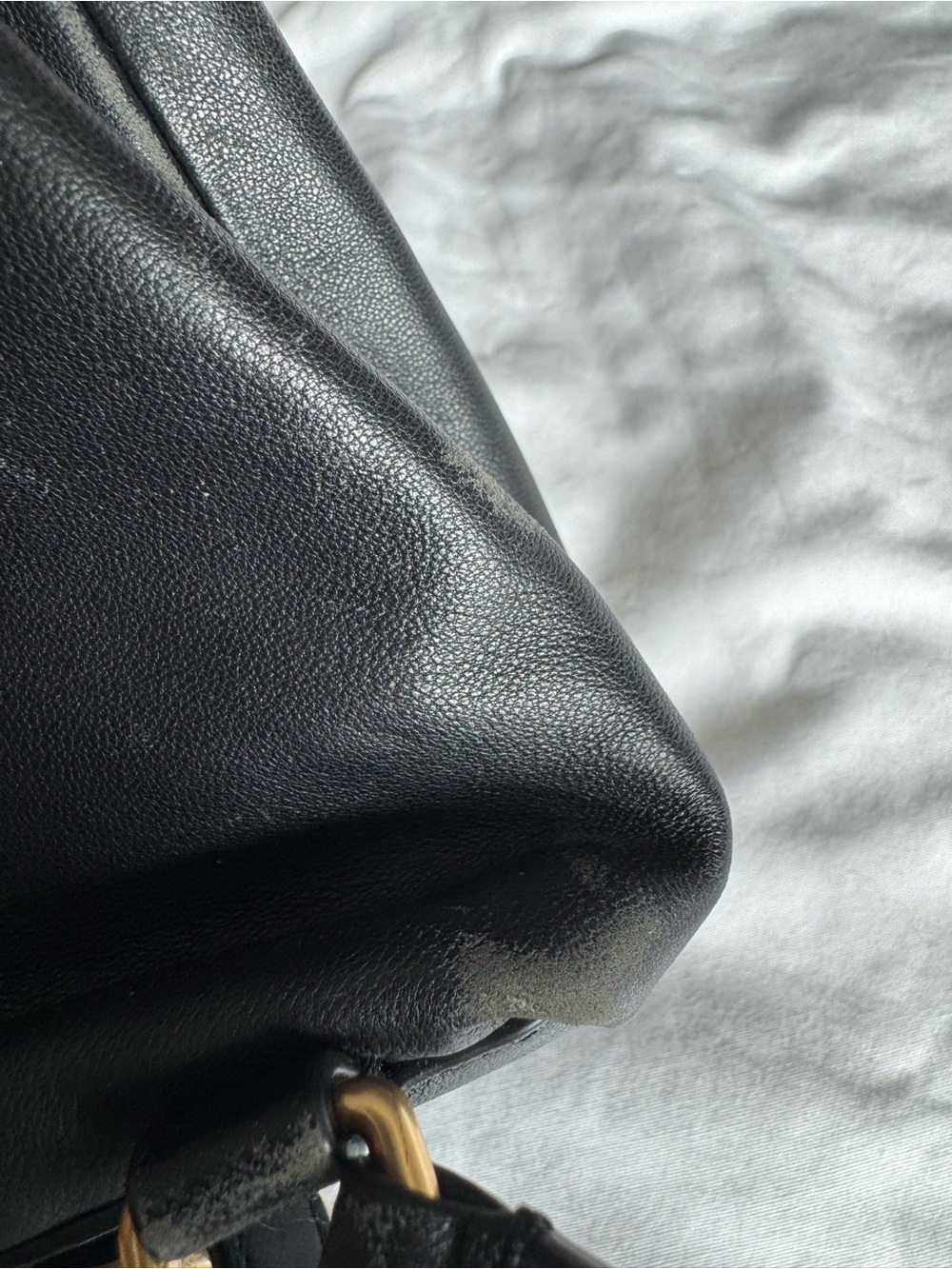 Tory Burch Black Leather Mini Drawstring Bucket Bag with Gold Chain - Picture 4 of 13